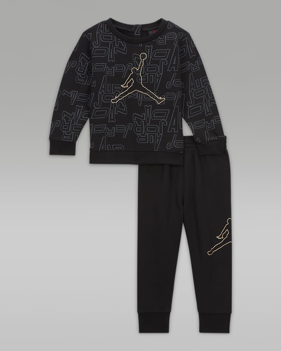 Jordan Take Flight Black and Gold Crew Set Baby 2 Piece Set. Nike UK